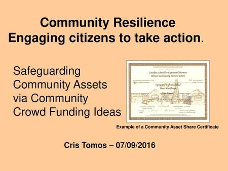 Community Resilience Engaging citizens to take action.