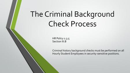 The Criminal Background Check Process