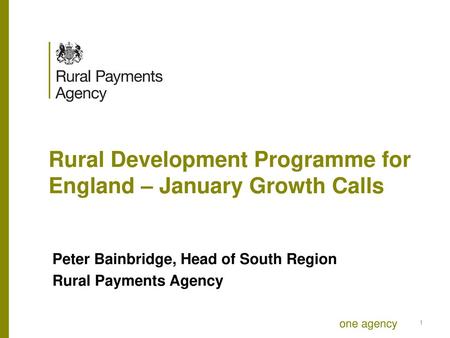 Rural Development Programme for England – January Growth Calls