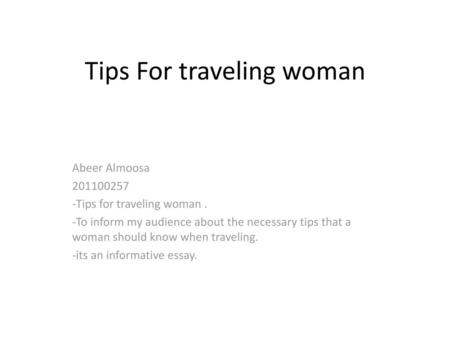 Tips For traveling woman