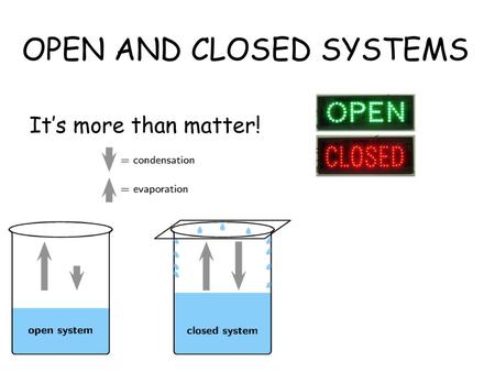 OPEN AND CLOSED SYSTEMS