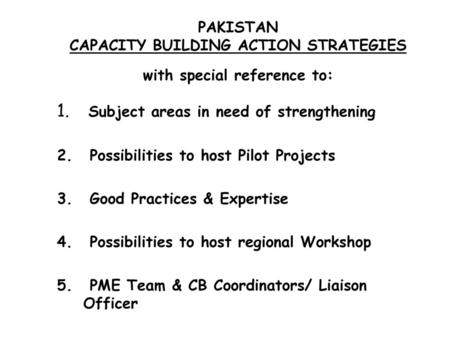 Subject areas in need of strengthening