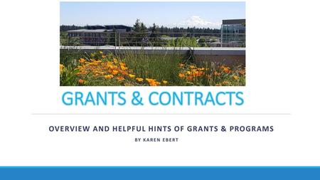 overview and helpful hints of grants & programs by Karen Ebert