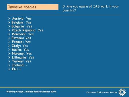 Working Group 1: Eionet nature October 2007
