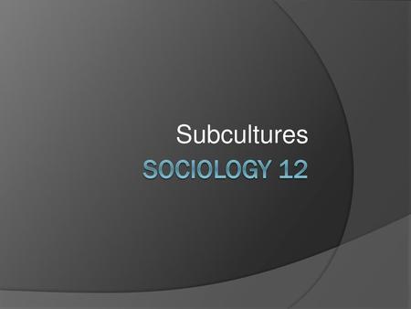 Subcultures Sociology 12.