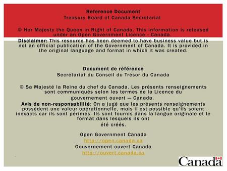 Reference Document Document de référence