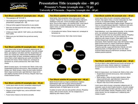 Presentation Title (example size – 88 pt) Presenter’s Name (example size – 72 pt) University of Wisconsin – Superior (example size – 60 pt) Text Block.