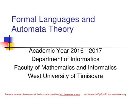 Formal Languages and Automata Theory