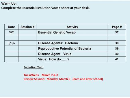 Date Session # Activity Page #