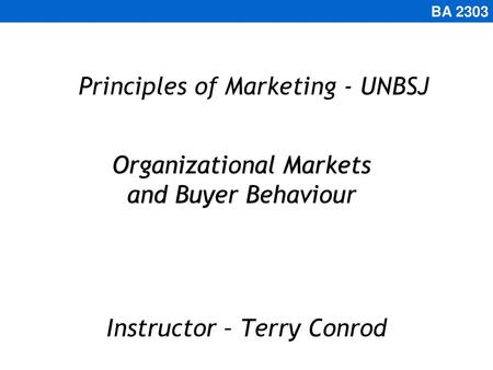 Principles of Marketing - UNBSJ