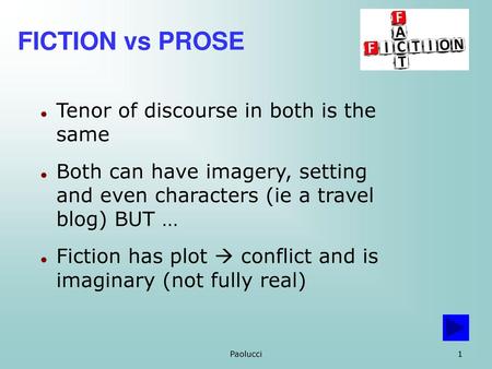 FICTION vs PROSE Tenor of discourse in both is the same