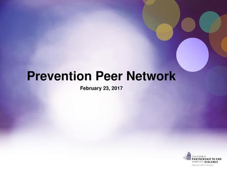 Prevention Peer Network February 23, 2017