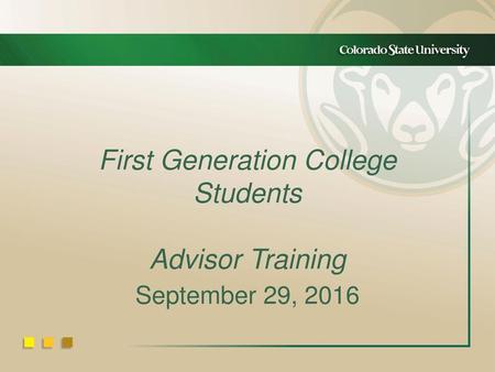 First Generation College Students Advisor Training