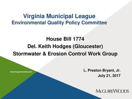 Virginia Municipal League Environmental Quality Policy Committee