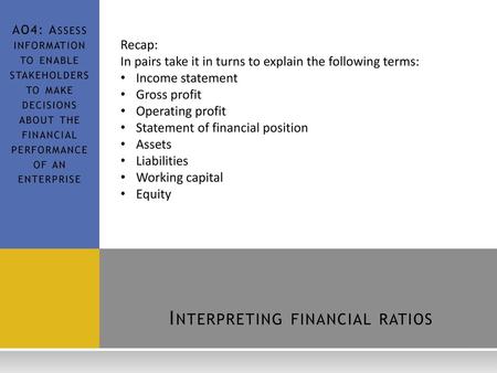 Interpreting financial ratios