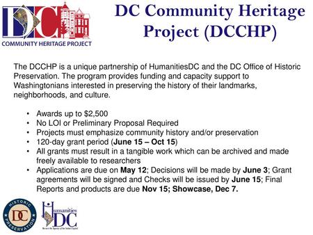 DC Community Heritage Project (DCCHP)