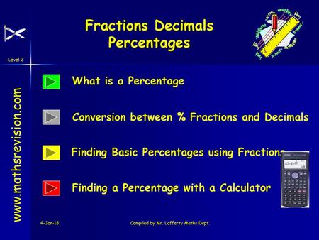 Fractions Decimals Percentages