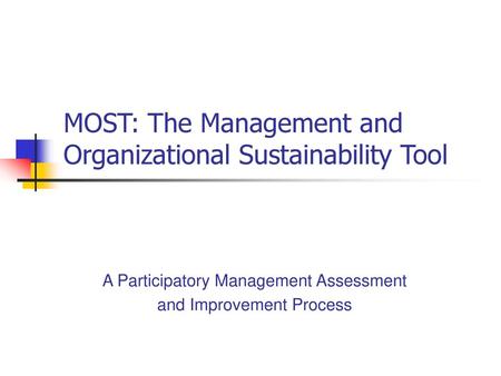 MOST: The Management and Organizational Sustainability Tool