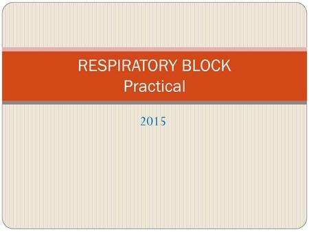 RESPIRATORY BLOCK Practical