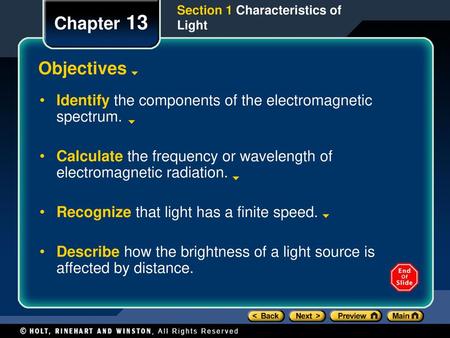 Section 1 Characteristics of Light