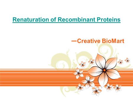 Page 1 Renaturation of Recombinant Proteins — Creative BioMart.