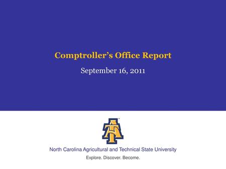 Comptroller’s Office Report