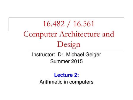 / Computer Architecture and Design