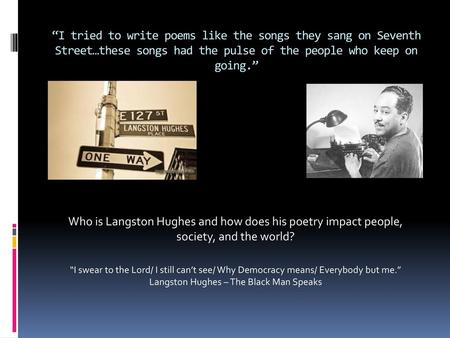 Langston Hughes – The Black Man Speaks