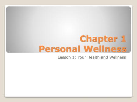 Chapter 1 Personal Wellness