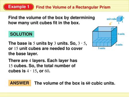 Find the volume of the box by determining