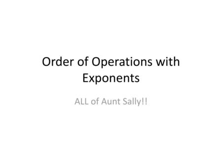 Order of Operations with Exponents