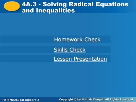 4A.3 - Solving Radical Equations and Inequalities