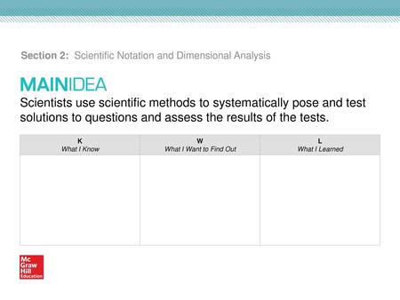 Section 2: Scientific Notation and Dimensional Analysis