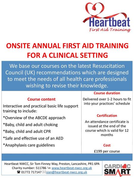 ONSITE ANNUAL FIRST AID TRAINING FOR A CLINICAL SETTING