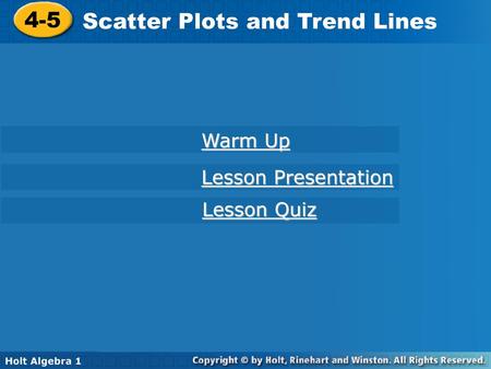 Scatter Plots and Trend Lines