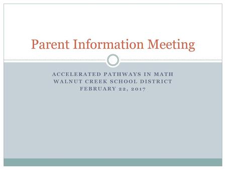 Parent Information Meeting