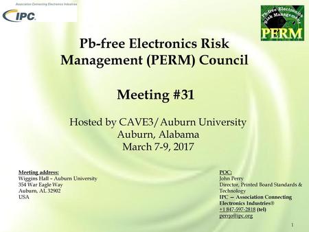 Pb-free Electronics Risk Management (PERM) Council