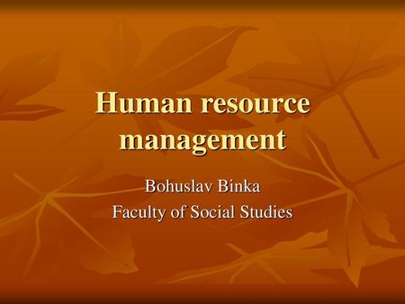 Human resource management