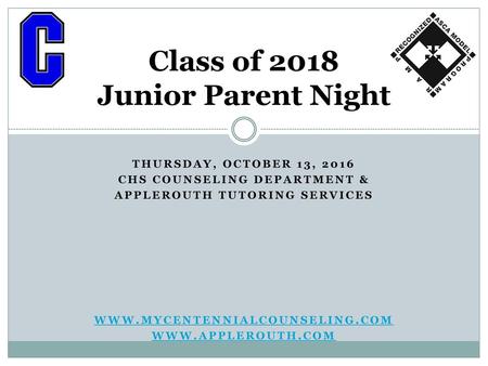 Class of 2018 Junior Parent Night