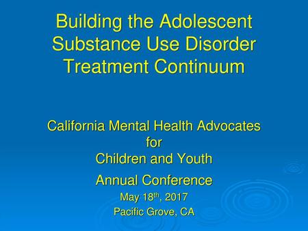 Building the Adolescent Substance Use Disorder Treatment Continuum