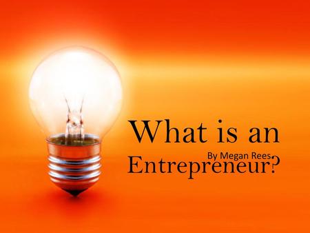 What is an Entrepreneur?