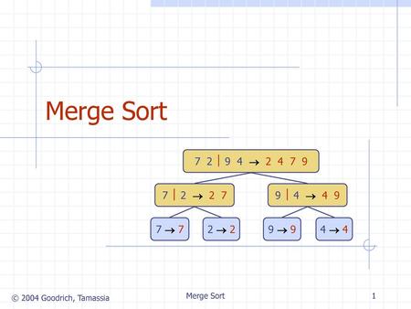 Merge Sort 1/12/2018 5:48 AM Merge Sort 7  2   7  2    2  7