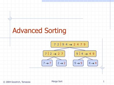 Advanced Sorting 7 2  9 4   2   4   7