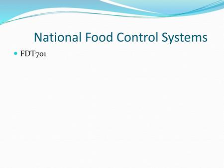 National Food Control Systems