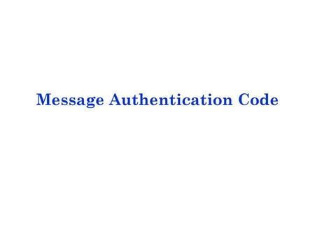 Message Authentication Code