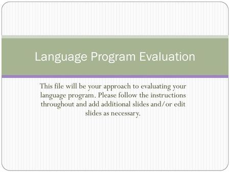 Language Program Evaluation