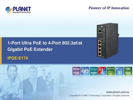 1-Port Ultra PoE to 4-Port 802.3af/at Gigabit PoE Extender