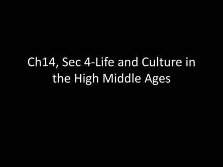 Ch14, Sec 4-Life and Culture in the High Middle Ages