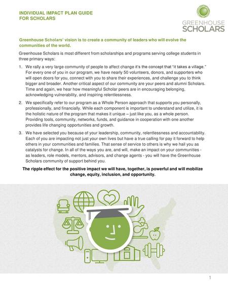 INDIVIDUAL IMPACT PLAN GUIDE FOR SCHOLARS