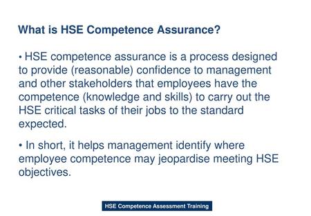 What is HSE Competence Assurance?